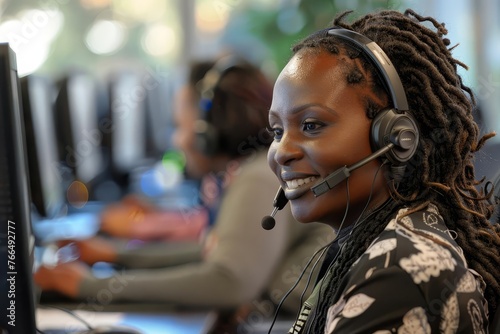 Women in call center deliver warm, attentive service, enhanced workplace environment