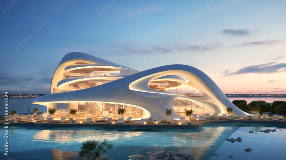 luxury resort hotel view from the top of the city fashionable modern hotel building luxury resort hotel view from the top of the city fashionable modern hotel building