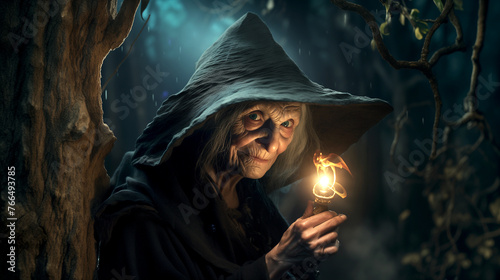 mysterious grandmother witch sorceress fairy-tale character halloween horror scary