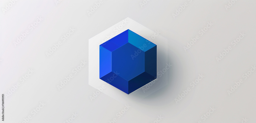 A blue hexagonal object with a white background, minimalist logo design, A blue hexagonal object with a white background, minimalist logo design,