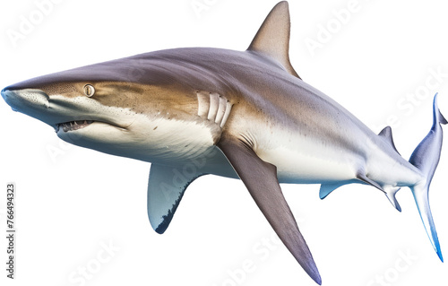 Blacktip shark swimming profile, cut out transparent photo