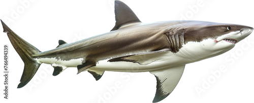 Blacktip shark swimming profile, cut out transparent photo