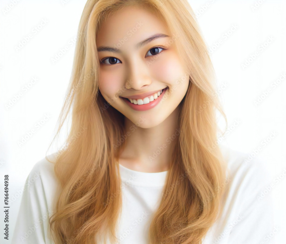 Fototapeta premium 白いTシャツの美少女 
