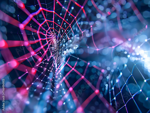 Abstract Networked Spider Web: Intricate Interconnected Lines and Nodes