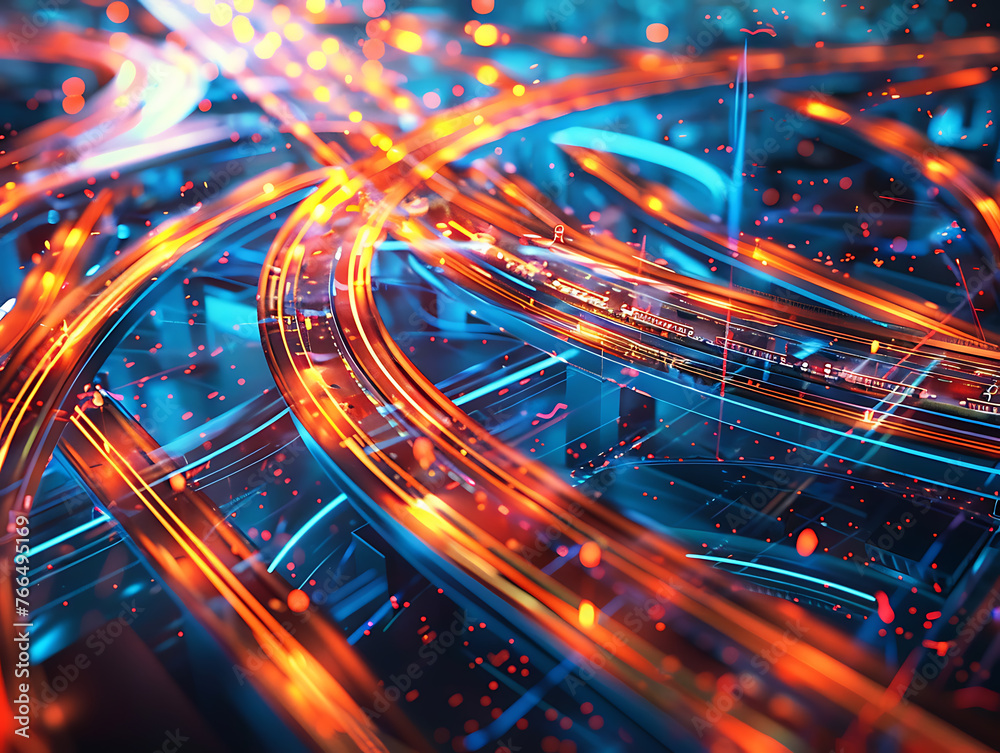Abstract Urban Network: Interconnected Highways and Roads in Cityscape View Abstract Urban Network: Interconnected Highways and Roads in Cityscape View
