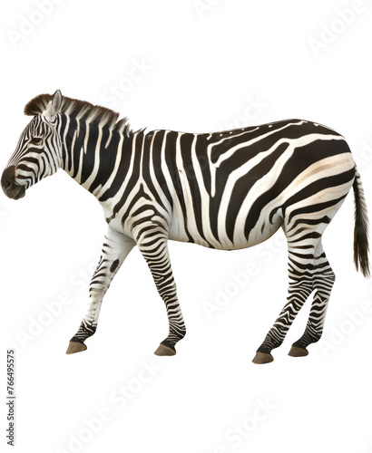 Side profile of a zebra standing  cut out transparent