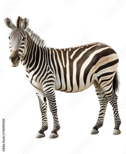 Side profile of a zebra standing, cut out transparent © Andrii
