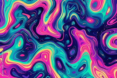 abstract neon psychedelic background with swirling liquid waves. 
