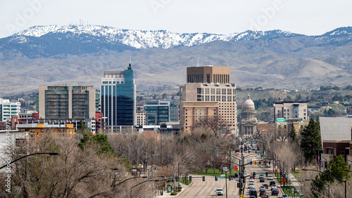 View down Capital Bouvard of the city of Boise Idaho