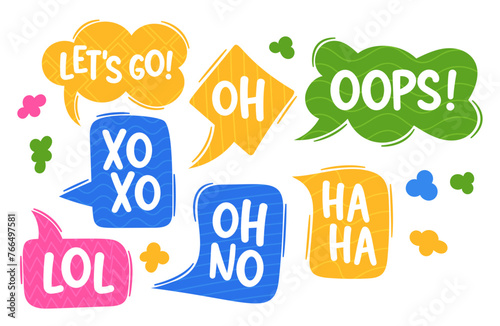 Vector Dialog Speech Bubbles. Graphical Elements Used In Comics, Cartoons, Or Digital Communication And Display Words