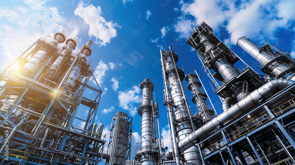 Industrial Architecture Towers Under Clear Blue Sky Industrial Architecture Towers Under Clear Blue Sky