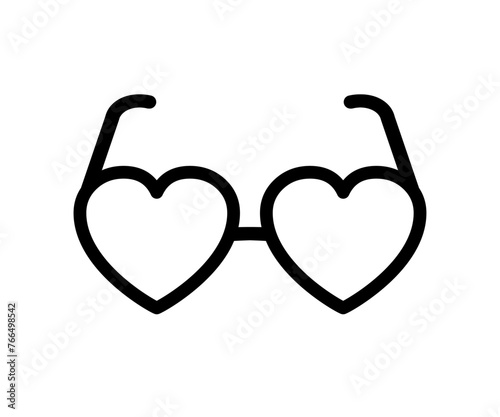 Hearts glasses, heart shape glasses, heart shape retro sunglasses isolated icon