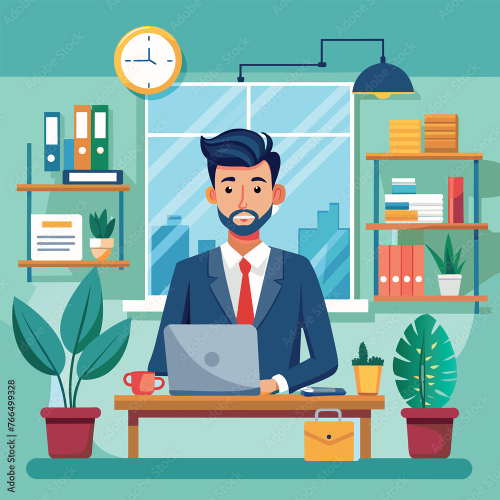 Business office with man Business office with man