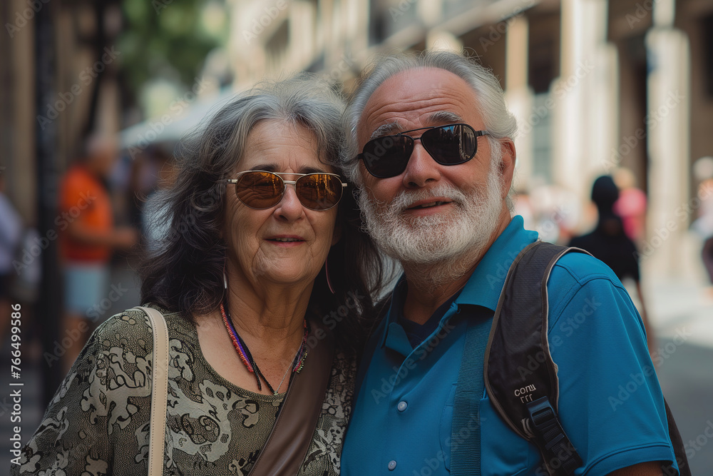 Senior tourist couple in Barcelona