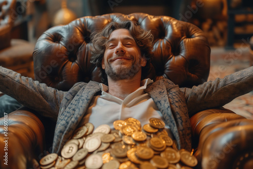 Businessman Enjoying Bitcoin Investment Success