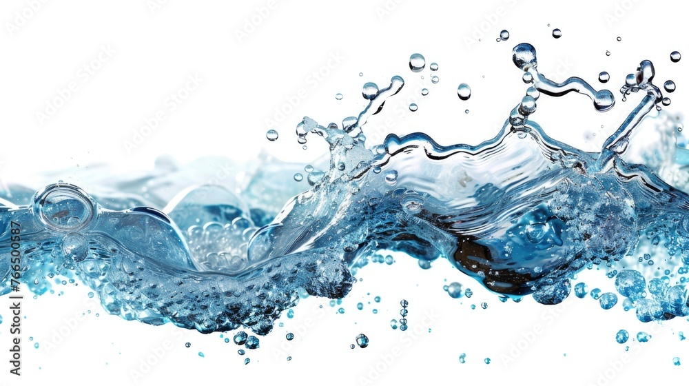 Water splashing on a clean white background, suitable for various design projects Water splashing on a clean white background, suitable for various design projects