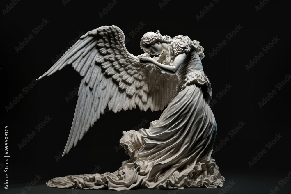 Fototapeta premium Beautiful fallen angel with big wings
