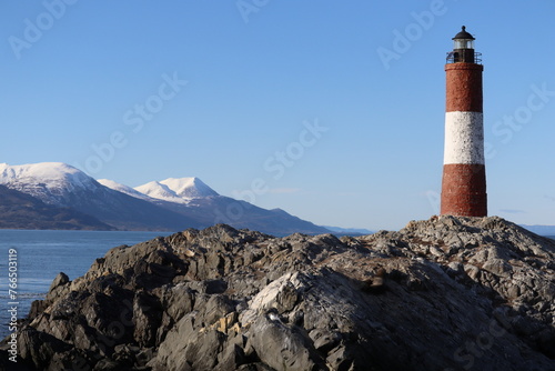 Les Eclaireurs Lighthouse, located in Tierra del Fuego, Argentina.  photo