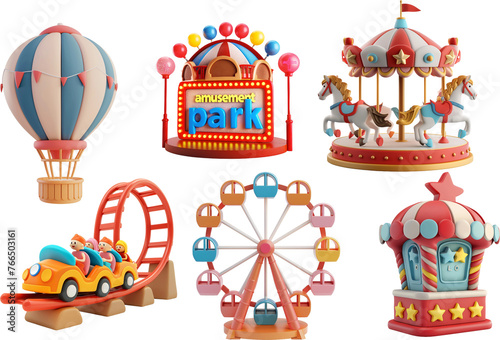 Playful amusement park 3d illustration