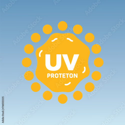 UV protection UV radiation  ultraviolet sunblock icon eps vector design, Isolated on light background