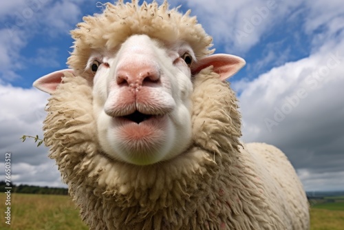 Close-up of a sheep looking at the camera photo