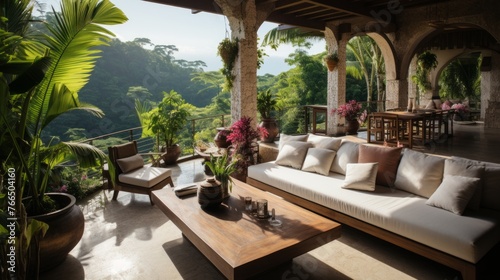 Modern luxury villa with infinity pool and amazing jungle views © Molostock