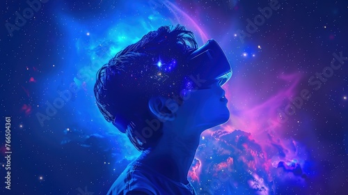 A person experiences a mesmerizing virtual reality universe