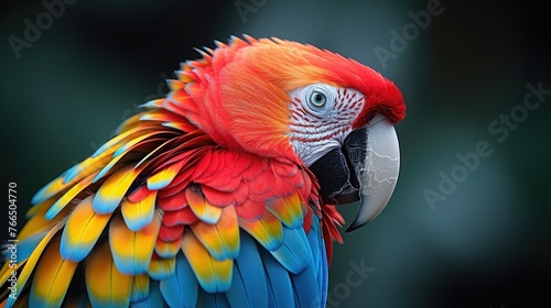 The vibrant colors of a parrot's plumage, each feather a masterpiece of nature's artistry, a dazzling display of tropical beauty and diversity in the animal kingdom.