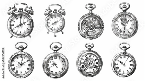 Wallpaper Mural The set features a collection of meticulously detailed antique pocket watches, drawn with precision and elegance.  Torontodigital.ca