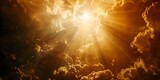 Divine Radiance: A Bright Celestial Scene Symbolizing the Return of Jesus Christ. Concept Biblical imagery, Solar symbolism, Religious themes, Second coming, Apocalyptic visions