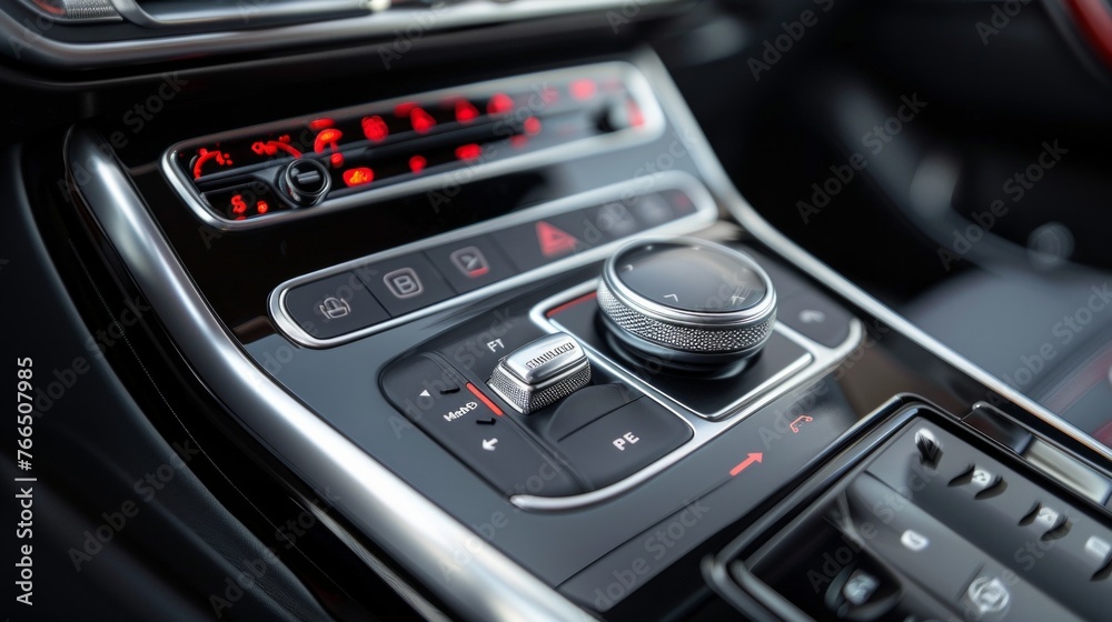 close up center console, car Interior. Advanced technology in automotive industry close up center console, car Interior. Advanced technology in automotive industry
