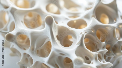 Intricately designed 3D-printed bone scaffolds promoting bone regeneration. photo