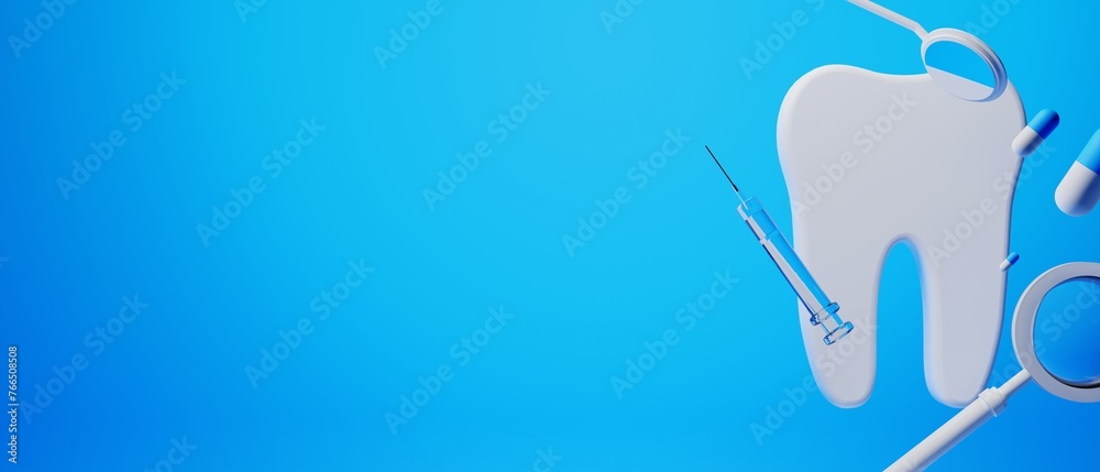 3d object illustration for dentist tooth with tools of medical health care for dental clinic hospital bussiness 3d object illustration for dentist tooth with tools of medical health care for dental clinic hospital bussiness