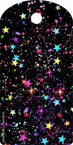 decorated label - base - modern style vector graphics - black with multicolor stars - ideal as a package sealer, gift tag, jam, liquor, card, vases, bottles, for cricut, sublimation, cutting plotter