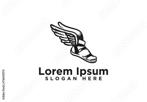Shoe Wing, Speed Runing Logo Designs Vector Illustration