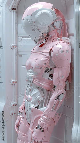 Futuristic robot with human-like structure. Generative AI
