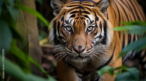 Close up of fierce and majestic tigress in the jungle © stocksbyrs