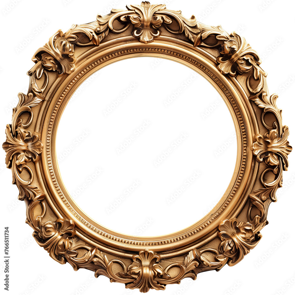 An ornate gold frame on transparent background An ornate gold frame on transparent background