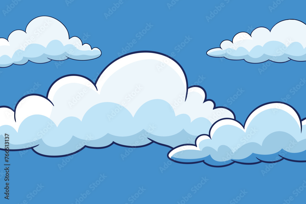 hand drawn cartoon beautiful sky blue sky white clouds illustration background vector
