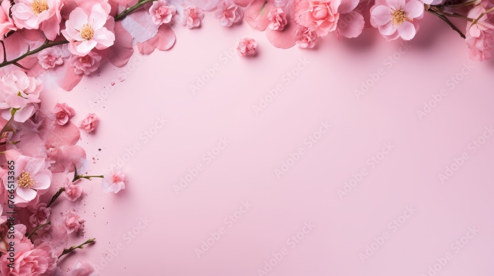 Pink cherry blossom background. Love, romance and valentine day. Mother's day theme.