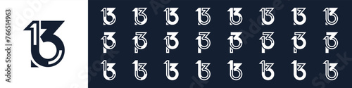 collection of creative number 13 logo designs. abstract thirteen design vector illustration