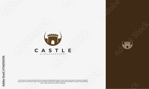 medieval castle building Logo old build tower, illustration vector design template