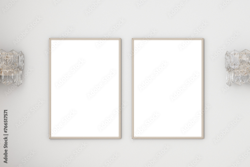 Mock up frame, two frame mockup A4, interior frame mockup, 3d render Mock up frame, two frame mockup A4, interior frame mockup, 3d render