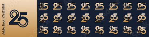 collection of creative number 25 logo designs. abstract twenty five design vector illustration