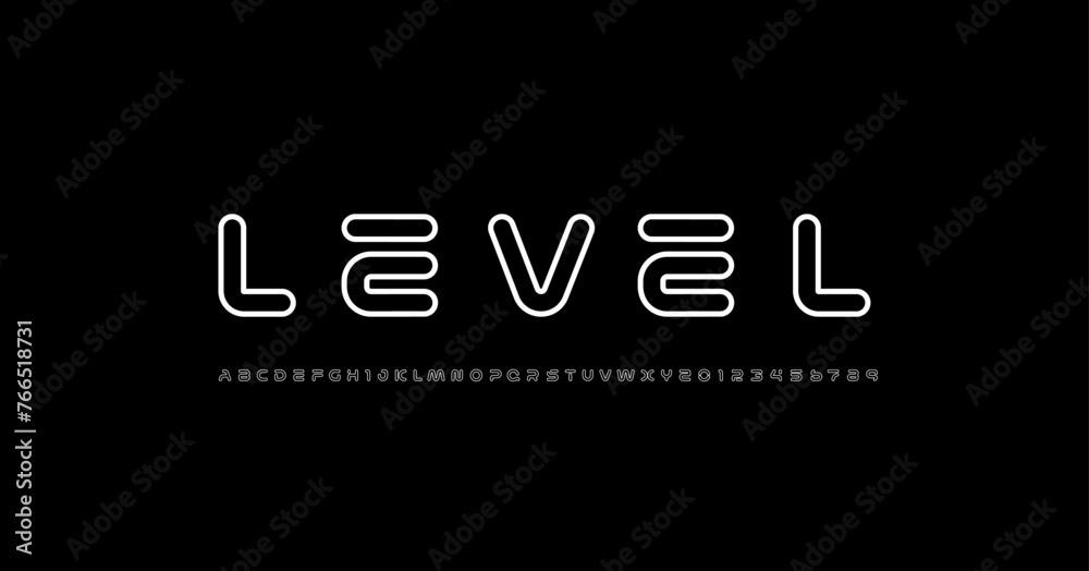Technology Rounded Font Technology font, digital cyber alphabet, rounded letters and numerals ...