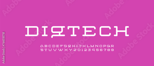 Modern slab serif font, rounded alphabet, letters A, B, C, D, E, F, G, H, I, J, K, L, M, N, O, P, Q, R, S, T, U, V, W, X, Y, Z and numerals 0, 1, 2, 3, 4, 5, 6, 7, 8, 9, vector illustration 10EPS