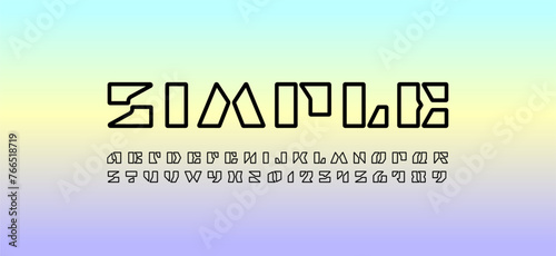 Module alphabet holiday font made of geometric simple lines, letters and numerals, vector illustration 10EPS