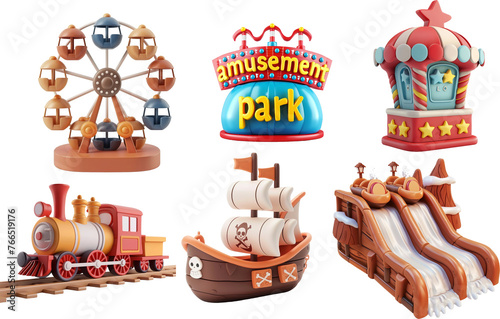 Playful amusement park 3d illustration
