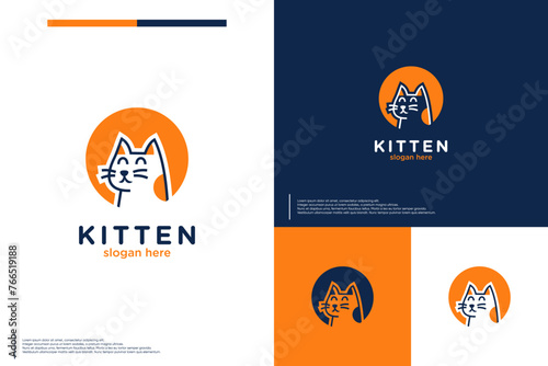 cartoon cat logo , pet shop , logo design vector.