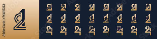 collection of creative number 21 logo designs. abstract twenty one design vector illustration